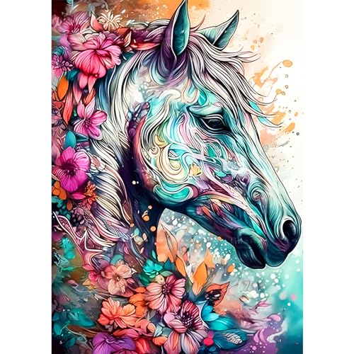 AIRDEA Buntes Blumenpferd Diamond Painting Kits für Erwachsene, DIY 5D Diamond Art Paint mit runden Diamond, Full Drill Gem Art Painting Kit für Home Wall Decor Geschenke 30x40cm AIRDEA Buntes Blumenpferd Diamond Painting Kits für Erwachsene, DIY 5D Diamond Art Paint mit runden Diamond, Full Drill Gem Art Painting Kit für Home Wall Decor Geschenke 30x40cm von AIRDEA