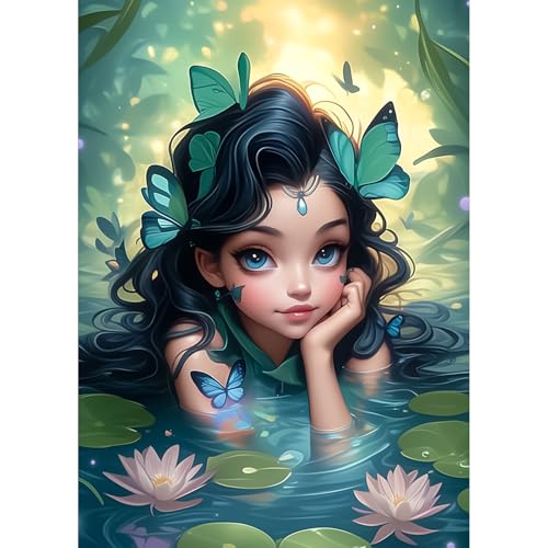 AIRDEA Cartoon Diamond Painting Erwachsene, DIY 5D Blumen Diamant Painting Bilder, Bastelset Erwachsene Frauen als Haus Wanddeko 30x40 cm von AIRDEA