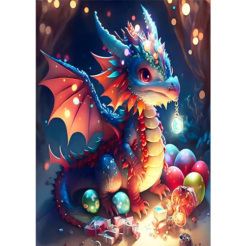 AIRDEA Cartoon Drache Diamond Painting Set für Erwachsene, Diamond Painting Kits, 5D Diamant Malerei Set, DIY Diamantmalerei Basteln Bilder Arts als Geschenk für Home Wand Décor 30x40cm von AIRDEA