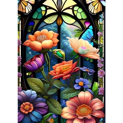 AIRDEA DIY Blumen Diamond Painting Set Erwachsene Kinder, Diamant Painting Bilder 5D Glasmalerei Blumen Diamant Kunst Diamant Malerei Set Cross Stickerei Malerei Kits für Heimdekor 30x40 cm von AIRDEA