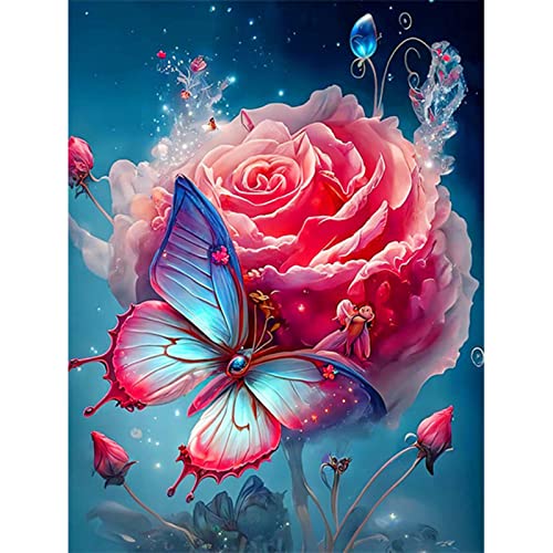 AIRDEA DIY Butterfly Diamond Painting Kits for Adults Beginners Round Full Drill 5D Butterfly Diamond Art Kits for Kids Flowers Diamond Painting by Number Kits Fantasy Gem Painting Art 12x16 inch von AIRDEA