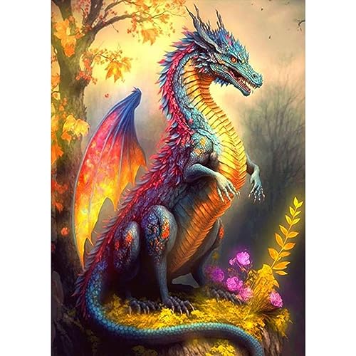 AIRDEA DIY Drache Diamond Painting Set Erwachsene Kinder, Fantasie Diamant Painting Bilder 5D Tier Diamant Kunst Traumland Diamant Malerei Set Cross Stickerei Malerei Kits für Heimdekor 30x40 cm von AIRDEA