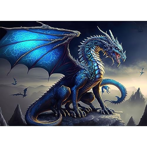 AIRDEA DIY Drache Diamond Painting Set Erwachsene Kinder, Landschaft Diamant Painting Bilder 5D Fantasie Diamant Kunst Diamant Malerei Set Cross Stickerei Malerei Kits für Heimdekor 30x40 cm von AIRDEA