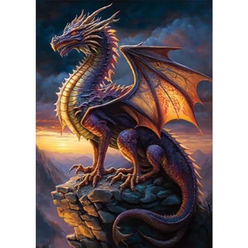 AIRDEA DIY Drache Diamond Painting Set Erwachsene Kinder, Landschaft Diamant Painting Bilder 5D Fantasie Diamant Kunst Tier Diamant Malerei Set Cross Stickerei Malerei Kits für Heimdekor 30x40 cm von AIRDEA