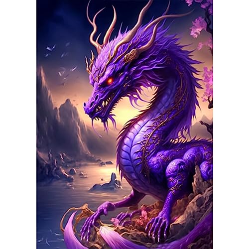 AIRDEA DIY Drache Diamond Painting Set Erwachsene Kinder, Tier Diamant Painting Bilder 5D Diamant Kunst Landschaft Diamant Malerei Set Cross Stickerei Malerei Kits für Heimdekor 30x40 cm von AIRDEA