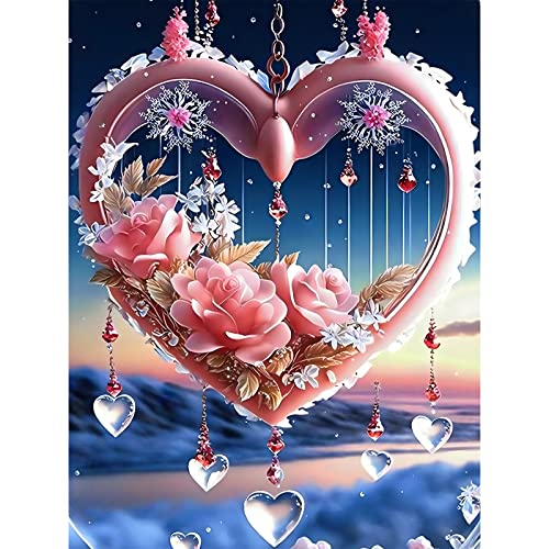 AIRDEA 5D Heart Diamond Painting Kits for Adults Beginners Round Full Kits DIY Rose Flowers Diamond Art Kits for Kids Love Diamond Painting by Number Kits Gem Painting Art Home Decor 12x16 inch von AIRDEA