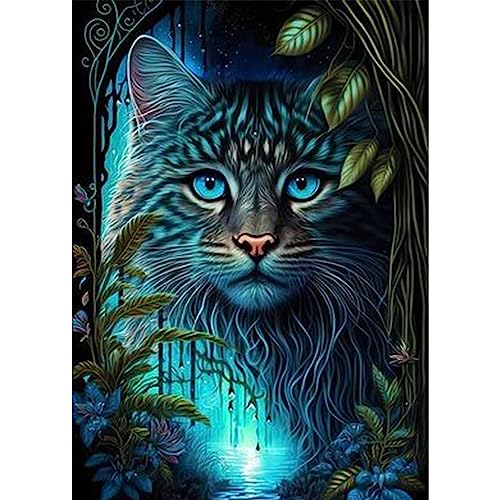 AIRDEA DIY Katze Diamond Painting Set Erwachsene Kinder, Fantasie Wald Diamant Painting Bilder 5D Diamant Kunst Katze Tier Diamant Malerei Set Cross Stickerei Malerei Kits für Heimdekor 30x40 cm von AIRDEA