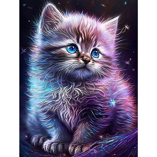 AIRDEA DIY Katze Diamond Painting Set Erwachsene Kinder, Katze Diamant Painting Bilder 5D Fantasie Diamant Kunst Tier Diamant Malerei Set Cross Stickerei Malerei Kits für Heimdekor 30x40 cm von AIRDEA