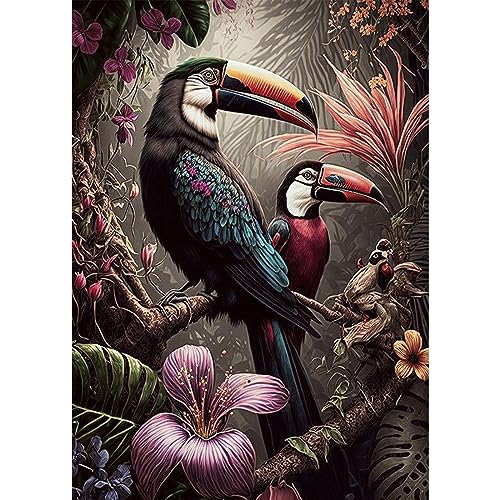 AIRDEA DIY Nashornvogel Diamond Painting Set Erwachsene Kinder, Blumen Diamant Painting Bilder 5D Tier Vogel Diamant Kunst Jahrgang Diamant Malerei Set Cross Stickerei Malerei Kits 30x40 cm von AIRDEA