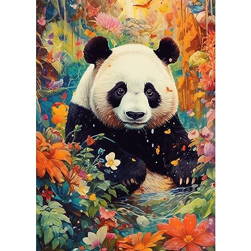 AIRDEA DIY Panda Diamond Painting Set Erwachsene Kinder, Blumen Diamant Painting Bilder 5D Tier Schöne Panda Diamant Kunst Jahrgang Diamant Malerei Set Cross Stickerei Malerei Kits 30x40 cm von AIRDEA