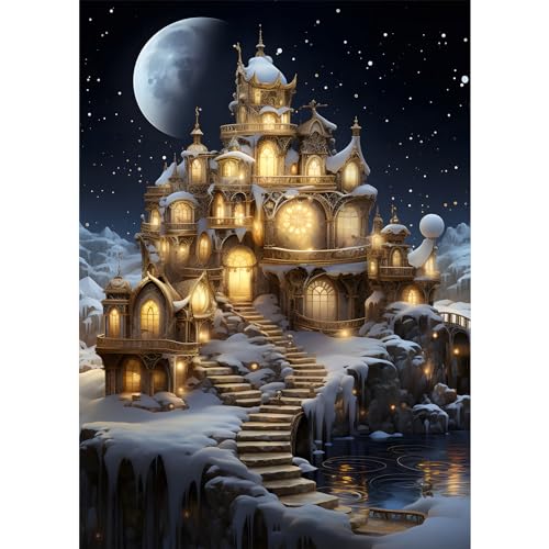 AIRDEA DIY Schloss Diamond Painting Set Erwachsene Kinder, Diamant Painting Bilder 5D Sternenhimmel Diamant Kunst Mond Diamant Malerei Set Cross Stickerei Malerei Kits für Heimdekor 30x40 cm von AIRDEA