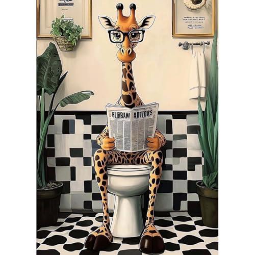 AIRDEA Giraffe Diamond Painting Erwachsene, Badezimmer Diamant Painting Bilder, DIY 5D Bastelset Erwachsene Frauen als Haus Wanddeko 30x40 cm von AIRDEA