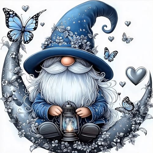 AIRDEA Gnom Diamond Painting Erwachsene, DIY 5D Mondliebe Diamant Painting Bilder, Bastelset Erwachsene Frauen als Haus Wanddeko 30x30 cm von AIRDEA