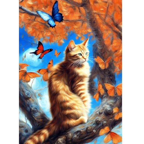 AIRDEA Katzen Schmetterlinge Diamant Painting Bilder Kits, 5D Diamond Painting nach Zahlen Erwachsene, Full Diamant Bilder Stickerei Arts Craft Set für Wand Room Home Décor 30x40cm AIRDEA Katzen Schmetterlinge Diamant Painting Bilder Kits, 5D Diamond Painting nach Zahlen Erwachsene, Full Diamant Bilder Stickerei Arts Craft Set für Wand Room Home Décor 30x40cm von AIRDEA