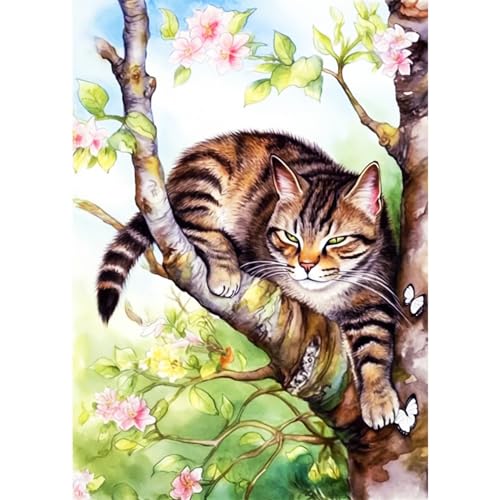 AIRDEA Katzenblumenbaum Diamond Painting, 5D Diamant Painting Erwachsene Bilder Malerei Set, Full Mosaikherstellung für Erwachsene, Home Wand Décor 30x40cm von AIRDEA