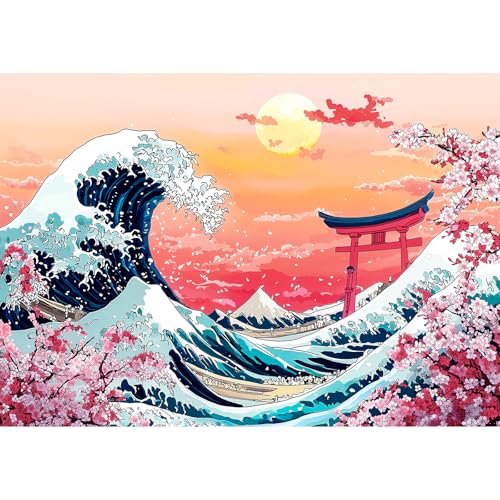 AIRDEA Kirschblüte Diamond Painting Erwachsene, DIY 5D Große Welle Diamant Painting Bilder, Bastelset Erwachsene Frauen als Haus Wanddeko 40x30 cm von AIRDEA