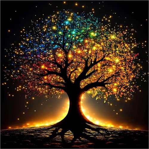 AIRDEA Lebensbaum Diamond Painting Erwachsene, Regenbogen Blätter Diamant Painting Bilder, DIY 5D Bastelset Erwachsene Frauen als Haus Wanddeko 30x30 cm von AIRDEA