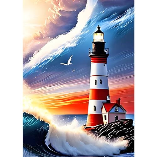 AIRDEA Leuchtturm Meer Diamond Painting Set für Erwachsene, Diamond Painting Kits, 5D Diamant Malerei Set, DIY Diamantmalerei Basteln Bilder Arts als Geschenk für Home Wand Décor 30x40cm AIRDEA Leuchtturm Meer Diamond Painting Set für Erwachsene, Diamond Painting Kits, 5D Diamant Malerei Set, DIY Diamantmalerei Basteln Bilder Arts als Geschenk für Home Wand Décor 30x40cm von AIRDEA