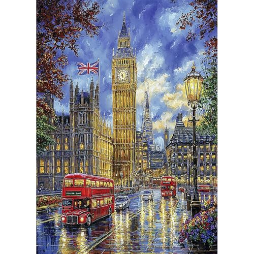 AIRDEA Londoner Straße Diamond Painting Erwachsene, Big Ben Diamant Painting Bilder, DIY 5D Bastelset Erwachsene Frauen als Haus Wanddeko 30x40 cm von AIRDEA