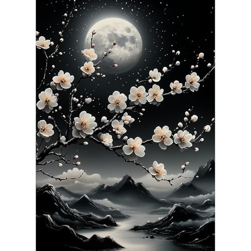 AIRDEA Mond Diamond Painting Erwachsene, DIY 5D Berg Diamant Painting Bilder, Bastelset Erwachsene Frauen als Haus Wanddeko 30x40 cm von AIRDEA