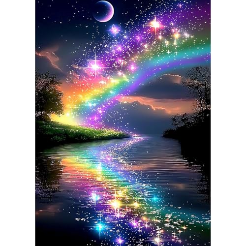 AIRDEA Mond Diamond Painting Erwachsene, DIY 5D Sternennacht Diamant Painting Bilder, Bastelset Erwachsene Frauen als Haus Wanddeko 30x40 cm von AIRDEA