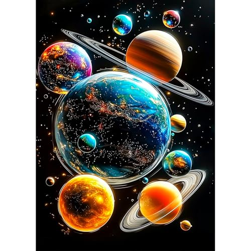 AIRDEA Planeten Diamond Painting Erwachsene, DIY 5D Weltraumlandschaft Diamant Painting Bilder, Bastelset Erwachsene Frauen als Haus Wanddeko 30x40 cm von AIRDEA