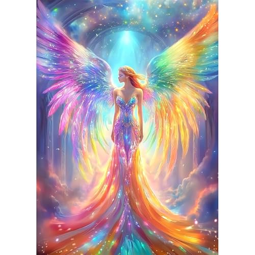 AIRDEA Regenbogenengel Diamond Painting Erwachsene, Engel Diamant Painting Bilder, DIY 5D Bastelset Erwachsene Frauen als Haus Wanddeko 30x40 cm von AIRDEA