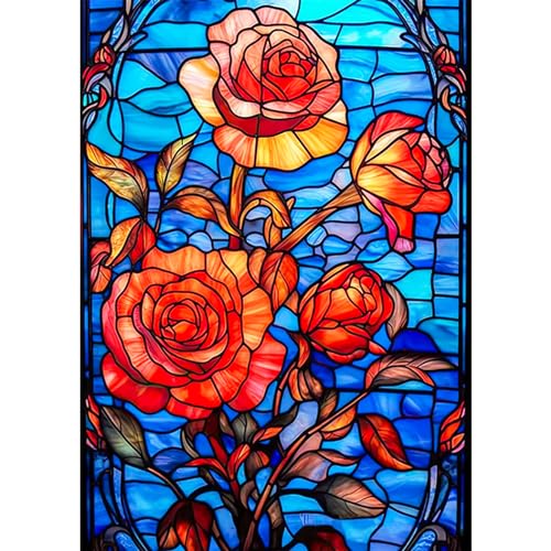 AIRDEA Rosen Buntglas Diamond Painting Erwachsene, 5D DIY Diamond Painting Bilde Malerei Kits für deko wohnzimmer, wanddeko, deko schlafzimmer 30x40cm von AIRDEA