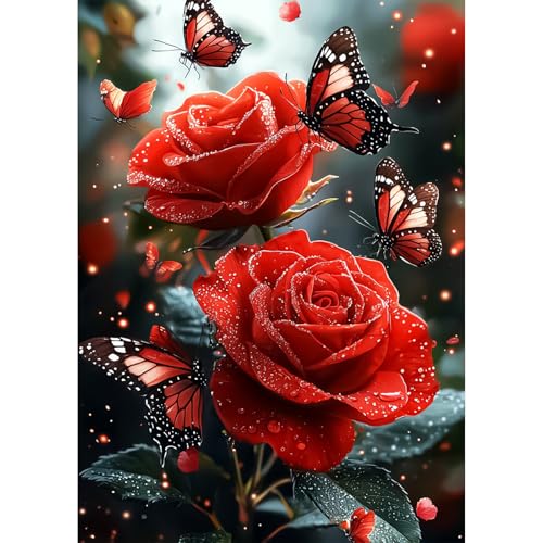 AIRDEA Rote Rose Diamond Painting Erwachsene, DIY 5D Schmetterling Diamant Painting Bilder, Bastelset Erwachsene Frauen als Haus Wanddeko 30x40 cm AIRDEA Rote Rose Diamond Painting Erwachsene, DIY 5D Schmetterling Diamant Painting Bilder, Bastelset Erwachsene Frauen als Haus Wanddeko 30x40 cm von AIRDEA