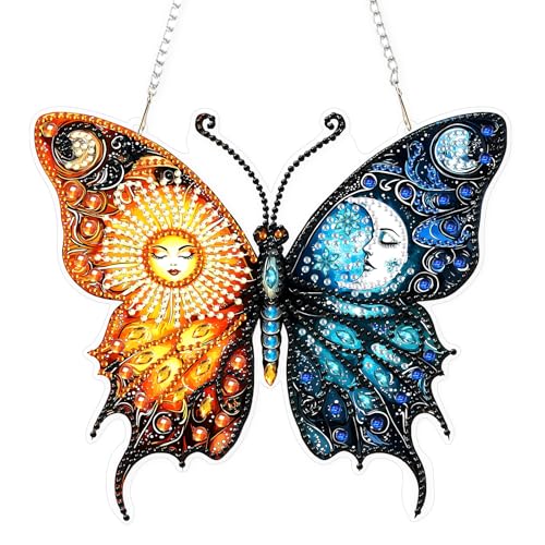 AIRDEA Sonne Mond Diamond Painting Fensterbilder, 5D Brillante Schmetterling Diamond Painting Fensterbilder Beidseitig, Bausätze für Diamantmalerei Suncatcher Erwachsene 7x8 inch AIRDEA Sonne Mond Diamond Painting Fensterbilder, 5D Brillante Schmetterling Diamond Painting Fensterbilder Beidseitig, Bausätze für Diamantmalerei Suncatcher Erwachsene 7x8 inch von AIRDEA