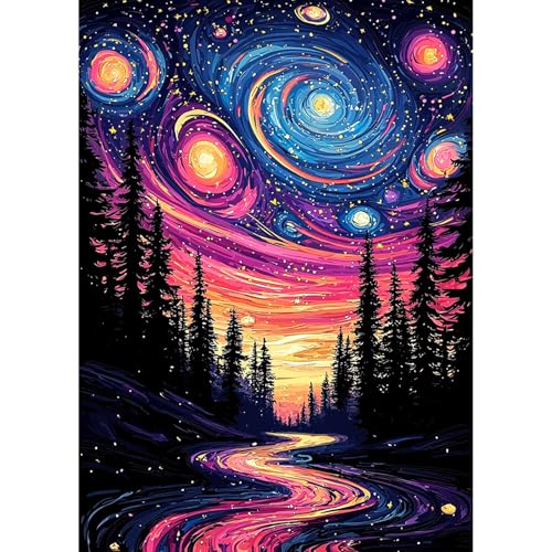 AIRDEA Sternenhimmel Diamond Painting Erwachsene, DIY 5D Sternennacht Diamant Painting Bilder, Bastelset Erwachsene Frauen als Haus Wanddeko 30x40 cm von AIRDEA