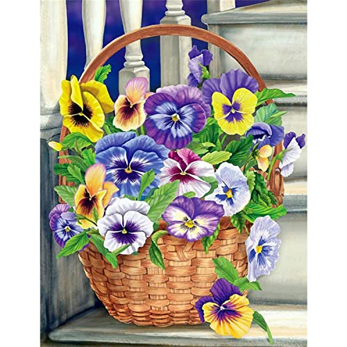 AIRDEA Stiefmütterchen Diamond Painting Bilder Anfänger,DIY Runder Vollbohrer Blume Diamant Painting Set für Erwachsene Kinder,malen nach Zahlen Bunt Blume Diamant Painting Bilder Heim Dekor 30x40cm von AIRDEA