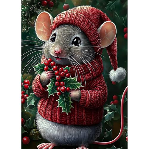 AIRDEA Christmas Weihnachten Diamond Painting Erwachsene, DIY 5D Maus Diamant Painting Bilder, Bastelset Erwachsene Frauen als Haus Wanddeko 30x40 cm von AIRDEA