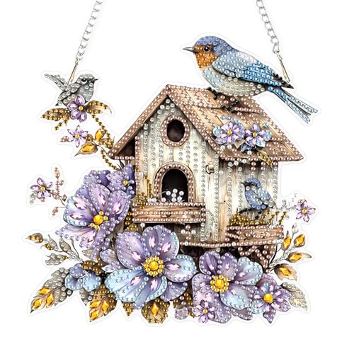 AIRDEA Vogelhaus Diamond Painting Fensterbilder, 5D Brillante Blumen Vogel Diamond Painting Fensterbilder Beidseitig, Bausätze für Diamantmalerei Suncatcher Erwachsene 8x8 inch AIRDEA Vogelhaus Diamond Painting Fensterbilder, 5D Brillante Blumen Vogel Diamond Painting Fensterbilder Beidseitig, Bausätze für Diamantmalerei Suncatcher Erwachsene 8x8 inch von AIRDEA