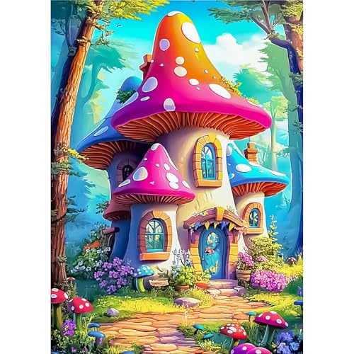 AIRDEA Pilzhaus Diamond Painting Erwachsene, DIY 5D Wald Diamant Painting Bilder, Bastelset Erwachsene Frauen als Haus Wanddeko 30x40 cm von AIRDEA