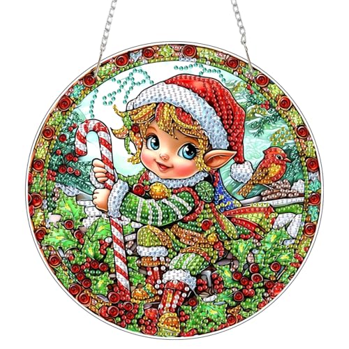 AIRDEA Weihnachtself Diamond Painting Fensterbilder, 5D Brillante Stechpalmenvogel Diamond Painting Fensterbilder Beidseitig, Bausätze für Diamantmalerei Suncatcher Erwachsene 8x8 inch AIRDEA Weihnachtself Diamond Painting Fensterbilder, 5D Brillante Stechpalmenvogel Diamond Painting Fensterbilder Beidseitig, Bausätze für Diamantmalerei Suncatcher Erwachsene 8x8 inch von AIRDEA