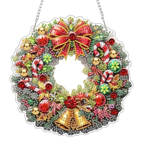 AIRDEA Weihnachtskranz Diamond Painting Fensterbilder, 5D Brillante Zuckerstangen Diamond Painting Fensterbilder Beidseitig, Bausätze für Diamantmalerei Suncatcher Erwachsene 8x8 inch AIRDEA Weihnachtskranz Diamond Painting Fensterbilder, 5D Brillante Zuckerstangen Diamond Painting Fensterbilder Beidseitig, Bausätze für Diamantmalerei Suncatcher Erwachsene 8x8 inch von AIRDEA
