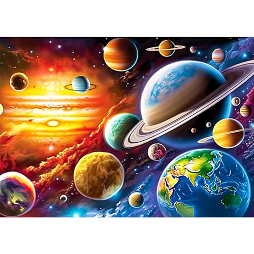 AIRDEA Weltraum Planeten Sonnensystem Diamond Painting Erwachsene, 5D Diamant Bilder, DIY Diamond Painting Set mit Zubehör für Home Wand Décor 40x30cm von AIRDEA