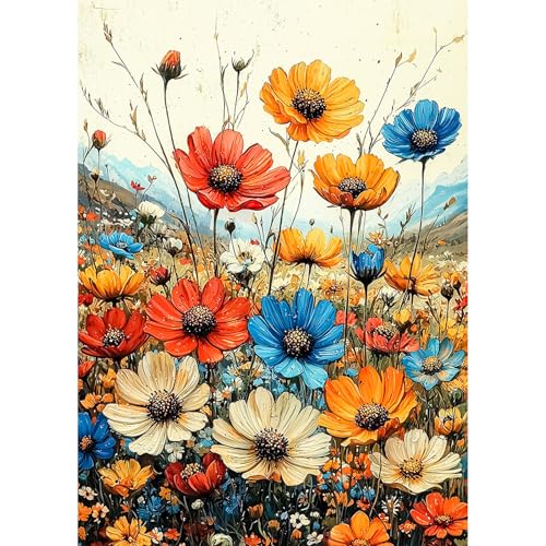 AIRDEA Wildblumen Diamond Painting Erwachsene, DIY 5D Landschaft Diamant Painting Bilder, Bastelset Erwachsene Frauen als Haus Wanddeko 30x40 cm von AIRDEA