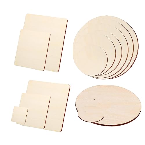 13 Größen Unvollendete Holzplatte zum Basteln, Runde Holzscheiben und Quadratischen Holzscheiben für Pyrografie, Malerei, hängende Dekorationen, Feste und Partys Dekor von AIRFUL
