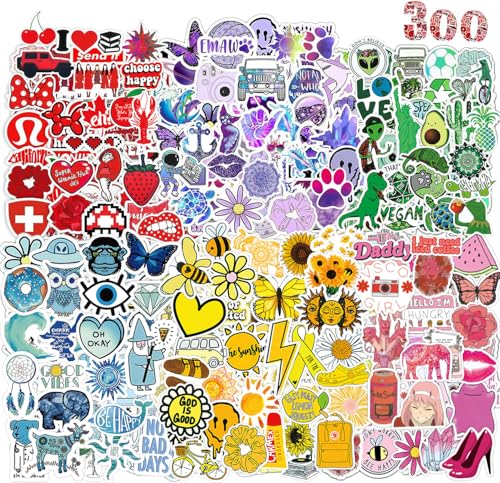 Aufkleber 300 Stück Schöne Bunt Sticker Set, Wasserfest Vinyl Stickers für Laptop Scrapbooking Journaling Handy Skateboard Notebook Macbook Gitarre Tagebuch Trinkflaschen Koffer Trolleys Scooter usw Aufkleber 300 Stück Schöne Bunt Sticker Set, Wasserfest Vinyl Stickers für Laptop Scrapbooking Journaling Handy Skateboard Notebook Macbook Gitarre Tagebuch Trinkflaschen Koffer Trolleys Scooter usw von AIRNOGO