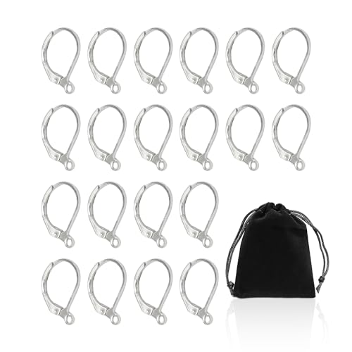 AIRTILY 20 Stück D-förmige Ohrringhaken, DIY-Ohrringe, Schmuckzubehör, Silber, mit Aufbewahrungstasche AIRTILY 20 Stück D-förmige Ohrringhaken, DIY-Ohrringe, Schmuckzubehör, Silber, mit Aufbewahrungstasche von AIRTILY