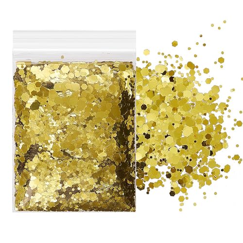 50 g handgefertigte Gold-Pailletten, Bastel-Glitzerpulver, Gold-Glitzerpartikel, gefüllte Pailletten, DIY handgefertigt, geeignet für Kleidung, Kunsthandwerk usw 50 g handgefertigte Gold-Pailletten, Bastel-Glitzerpulver, Gold-Glitzerpartikel, gefüllte Pailletten, DIY handgefertigt, geeignet für Kleidung, Kunsthandwerk usw von AIRTILY