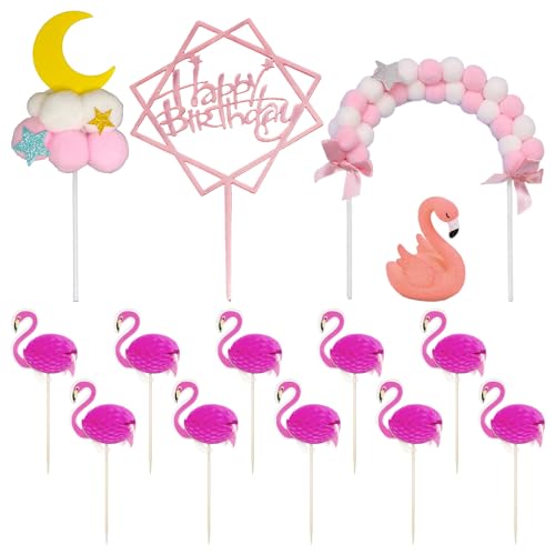 AIRTILY 1 Stück Flamingo-Ornamente, 1 Stück Happy Birthday Card-Einsätze, 2 Stücke Plüsch-Plug-Ins, 10 Stück Flamingo-Karteneinsätze, Kuchendekorationen, Geburtstagsfeier. AIRTILY 1 Stück Flamingo-Ornamente, 1 Stück Happy Birthday Card-Einsätze, 2 Stücke Plüsch-Plug-Ins, 10 Stück Flamingo-Karteneinsätze, Kuchendekorationen, Geburtstagsfeier. von AIRTILY