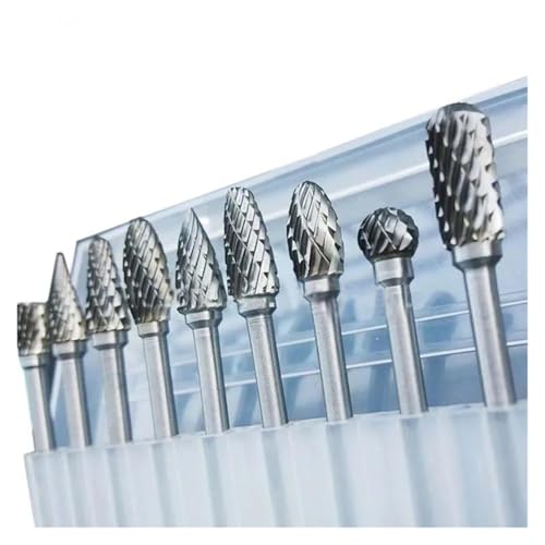 Lochsägen-Sets, 10 Pcs 20 Stücke Wolfram Hartmetall Rotary Burrs Set For Zubehör Fräser Bohrer Gravur Bits(10pcs3x6mmWhite box) von AIRYSSFU