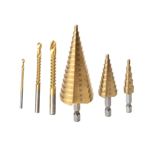 Lochsägen-Sets, 6-teiliger Stufenbohrer-Satz, Sägebohrer, Fräser, 4-12, 4-20, 4-32 Mm, 3, 6, 8 Mm, For Die Holzbearbeitung, Metallkernlochöffner(ME18F) von AIRYSSFU