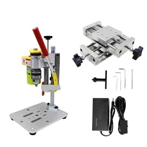 Tischbohrmaschine, Mini-Präzisions-Tischbohrmaschine mit CNC-Schiebetisch, 795-Motor, B12-Bohrfutter for Heimwerkerwerkzeuge, Holzhandwerk, Schmuckherstellung(Set2) von AIRYSSFU