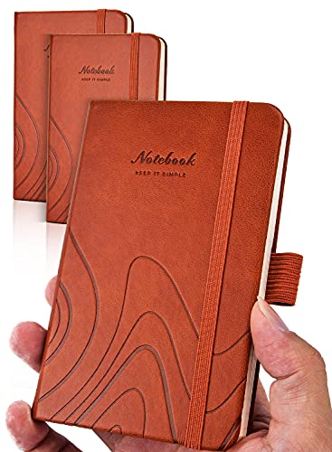 AISBUGUR 2 Stück Notizbuch A6 Notizblock kleine Pocket Notizbuch 9 x 14 cm, Exekutive Hardcover Insgesamt 320 Seiten Dickes Papier Mit Innentaschen Mini Notizbücher (Braun) von AISBUGUR