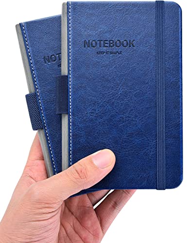 AISBUGUR Notizbuch A6 2 Stück Notizbuch kleine 9 x 14 cm Pocket Notizbücher, Hardcover mit Stifthalter Gummiband Dickes Papier notizblock kleine PU Leder Blau AISBUGUR Notizbuch A6 2 Stück Notizbuch kleine 9 x 14 cm Pocket Notizbücher, Hardcover mit Stifthalter Gummiband Dickes Papier notizblock kleine PU Leder Blau von AISBUGUR
