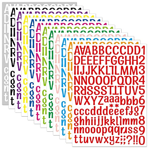 12 Blätter Buchstaben Aufkleber Selbstklebende 12 Farbe Alphabet Anzahl Bunte Aufkleber für Grußkarten Geschenke Feste DIY Basteln Deko von AISHOW
